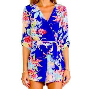 Yumi Kim Silk Blue Floral Liz Romper
